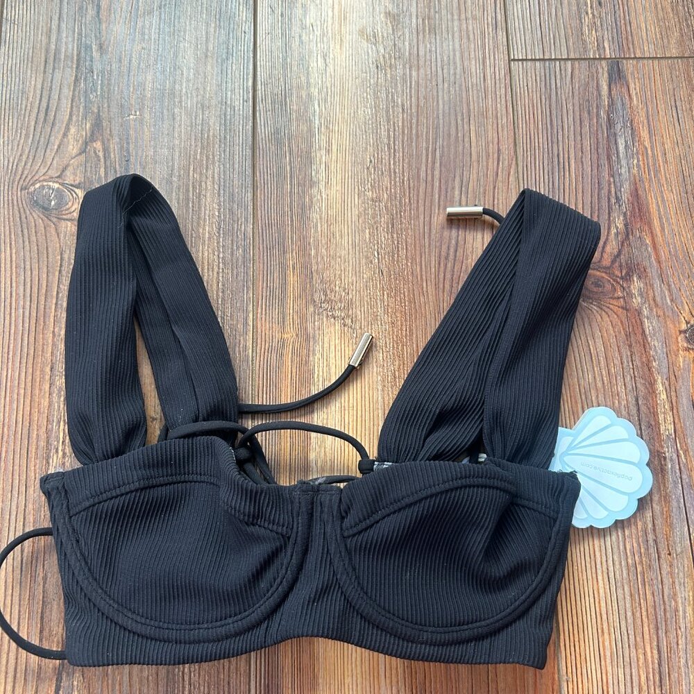 Popflex Boardwalk Bombshell Bikini Top Black Rib … - image 5